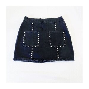 Zara Black Mini Skirt Pockets Studded Details SZ S NWT